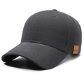 Dark grey oversized baseball cap in cotton canvas with brown leather SPORT side patch - Adjustable / Gray