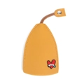 Yellow PU leather key case protector with a red heart love pin and brown hanging strap - Heart-LOVE Yellow