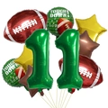 Rugby Ballon-Set mit grünen Zahl 11 Ballons und Touch-Down Sportgrafiken für Partys - Rugby Doppelnummer 11