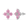 S925 sterling silver four-leaf flower stud earrings with pink zircon stone in silver finish - Pink Zirconia Style (DY1D0341-S-W-PK)