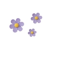 Three purple and yellow resin daisy flower magnets in various sizes for fridge decor - Set of 3 / Purple Flower