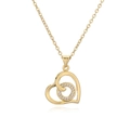 Elegant gold double heart necklace with micro-paved cubic zirconia butterfly link chain - Double Layer Hollow Heart Pendant