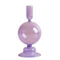 Elegant purple glass candle holder with ribbed neck in a vintage French style - Purple Ribbed Slender Neck Sphere (B1)