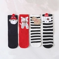 Calcetines de Navidad para mujer en algodón con animales 3D y textura de punto suave - Surtido de 4 Colores de Cachorro 3D Blanco