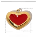 Detail view of heart pendant size 10x11mm in gold stainless steel and red enamel - Gold Red Enamel Heart (YE638-3)