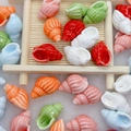 Handmade multicolored ceramic conch shell beads for DIY jewelry and bracelets - Multi-color