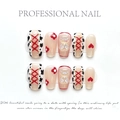 Handmade press-on nails with 3D teddy bear, cow print, and red bow tie long ballet style - Extra Small (XS) / 264-Millennium Spice Girl