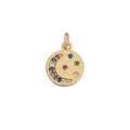 Golden round pendant with colorful zircon moon and star charm for DIY jewelry making - Round Star and Moon Style (BJF101) / 1 Piece Pack (Diameter 11mm) / Gold