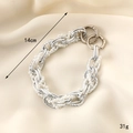 Bijou de sac perles blanches et chaîne argentée de 14cm fait main pesant 31 grammes - Dragonne en métal tissé de perles / Argenté