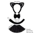 Black cat girl cosplay set with sequin cat ears headband and matching black tutu skirt - Black Faux Fur Sequin Cat Ear Set With Black Star Tutu Skirt