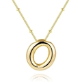 Golden balloon style letter O pendant necklace in 18K gold plated stainless steel - Letter O - Gold