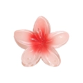 Pink and red gradient plumeria flower hair claw clip in translucent resin finish - Orange-red - 8cm