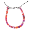 Bohemian woven friendship bracelet in pink and orange threads with golden silk accents - 08 Multicolor Style (3307)