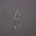 Pendientes de hilo minimalistas de acero de titanio chapado en oro de 18K para mujer - Color Acero