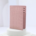 Pink stone pattern card holder for women with fold design and multiple card slots - Pink