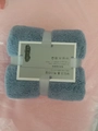 Blue coral fleece towel folded with grey ribbon and pearl bow for wedding gifts - Grey Blue Square