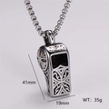 Collana con ciondolo a fischietto in acciaio inossidabile retrò per uomo argento - Colore Acciaio (Solo Pendente)