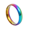 Rainbow plated stainless steel 4mm band ring with vibrant glossy finish - US 5 / 4mm / Colorful
