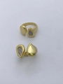 Verstellbarer 18k vergoldeter Tropfenring mit funkelnden Zirkoniasteinen - Einstellbar Offen / Doppelter Wassertropfen-Stil-03