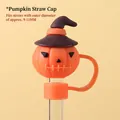Halloween orange pumpkin straw cover with purple wizard hat for 9-11mm straws - Pumpkin (For 10mm Straws)