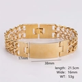 Detailed size specifications for the gold frosted stainless steel Cuban link bracelet - Gold (21.5cm)