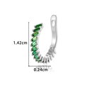 Manchette d'oreille argentée avec pierre verte rectangulaire et mesures 1,42cm x 0,24cm - Argent Vert