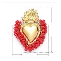 Detail of heart pendant with red resin beads and stainless steel dimensions 44mm x 33mm - Red Beaded Flame Heart