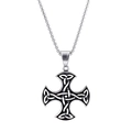 Vintage silver Viking Celtic knot cross pendant in stainless steel with metal chain - Nordic Knot Cross (A0514)
