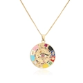 Boho-Goldkette mit Böser-Blick-Anhänger, Glückssymbolen und bunten Zirkonia-Kristallen - Stil 21000