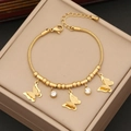 Elegante collana a farfalla in acciaio inossidabile dorato con ciondoli satinati su catena - Bracciale A Catena Serpente Con Farfalla Oro (2#手链)
