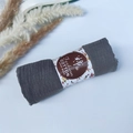 Dark grey pleated wrinkle cotton scarf rolled with a floral handmade paper wrap - Style #10