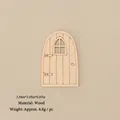 Miniature natural wood arch door for Christmas dollhouse DIY scenes, size 9.9x6.5cm - No.110 - Wooden Arched Cutout Mini Door