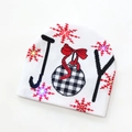 White Christmas LED knit beanie with red snowflakes and JOY text design - White Christmas Ball