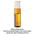 Amber glass oil dispenser bottle with white auto-cap and leak-proof stainless steel spout - 1 Piece / White