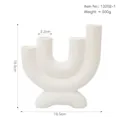 White ceramic 3-arm U-shaped candle holder with matte finish and geometric design - 13202-Matte White 4-Head High / White