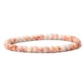 Minimalist 4mm natural stone beaded bracelet with cream marble patterns and elastic cord - Red Network Stone