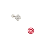 Elegant S925 sterling silver heart crown stud earring with sparkling diamond accents - Single Platinum #8 (Four Leaf Clover)
