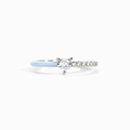 Anello in argento S925 con cuore di zircone, smalto blu e pavé di pietre luminose - Taglia US 9 / Cuore (Azzurro)