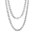 Mens 5mm silver stainless steel Byzantine Cuban link chain necklace with lobster clasp - Steel 4mm / 45cm