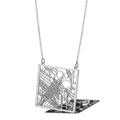 Silver hollow square city map pendant necklace made of durable stainless steel - Los Angeles California USA / Silver