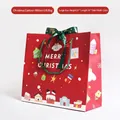 Grand sac cadeau de Noël rouge avec Père Noël, ruban vert et dimensions 27x30x12cm - Grand (27x30x12cm) / Rouge