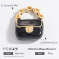 Pendentif mini sac à main noir en alliage avec poignée chaîne dorée pour bijoux DIY - Sac à Main Noir/Poignée Dorée
