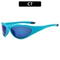 Y2K futuristic sports sunglasses in vibrant electric blue mirror finish and wrap frame - Green Frame Green Mirrored