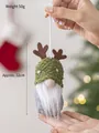 Handcrafted Christmas gnome ornament featuring a green hat and antlers for tree decoration - Santa Claus D (Forest Green/Grey)