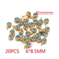 Ciondolo dorato 6mm in acciaio inossidabile con strass celeste set da 20 per gioielli - Celeste