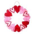 Corona de corazones de fieltro rojo y rosa para decoración de San Valentín en puertas - Guirnalda de Corazón