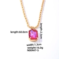 Collana minimalista con pendente rettangolare in zircone rosa e catena a corda dorata da 60cm - Oro Rosa Rosso
