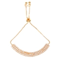 Elegant gold adjustable three-row rhinestone bracelet with slider clasp for women - KC Gold (A-845)