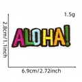 Detail of embroidered ALOHA patch with dimensions 6.9x2.8cm for tropical summer style - Hawaiian Patch 23# (Aloha Lettering)