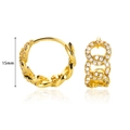 Minimalist gold chain hoop earrings with white zircon pavé setting on white background - Gold Pave Zircon Chain (E4976)